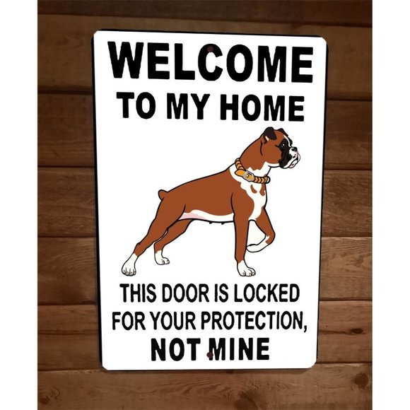 This Door is Locked for Your Protection Boxer Dog‎ 8x12 Metal Wall Animal Sign - Picture 1 of 1